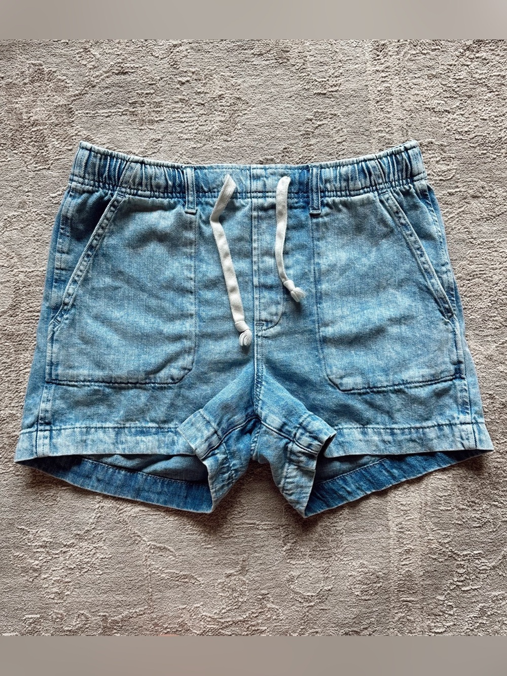 Gap The Easy Short Light Wash Elastic Waist Drawstring Denim Shorts Light Blue
